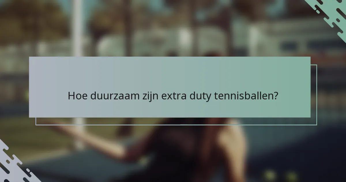 Hoe duurzaam zijn extra duty tennisballen?