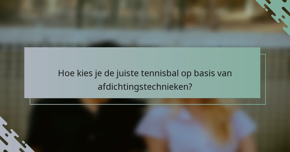 Hoe kies je de juiste tennisbal op basis van afdichtingstechnieken?