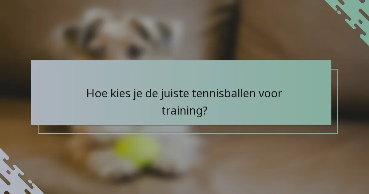 Hoe kies je de juiste tennisballen voor training?