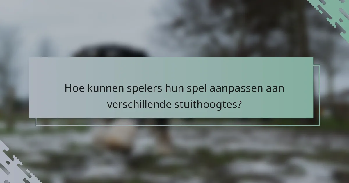 Hoe kunnen spelers hun spel aanpassen aan verschillende stuithoogtes?