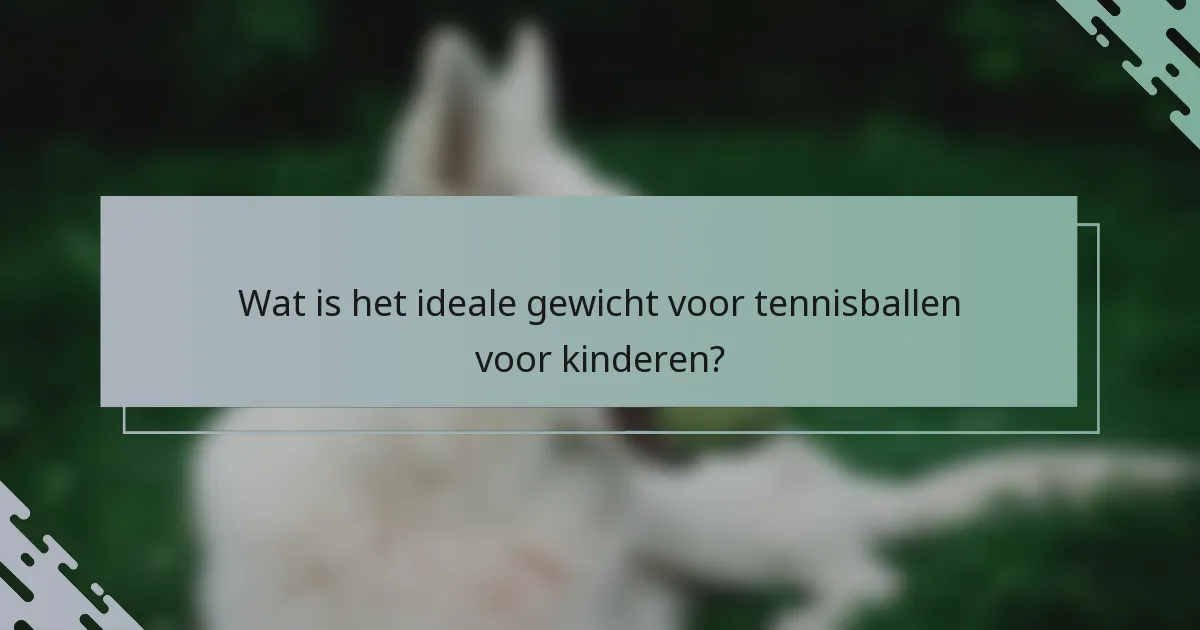 Wat is het ideale gewicht voor tennisballen voor kinderen?