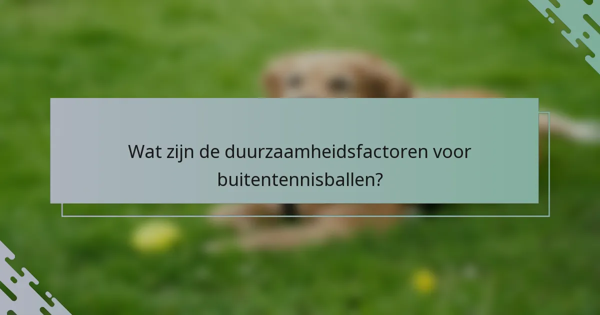 Wat zijn de duurzaamheidsfactoren voor buitentennisballen?