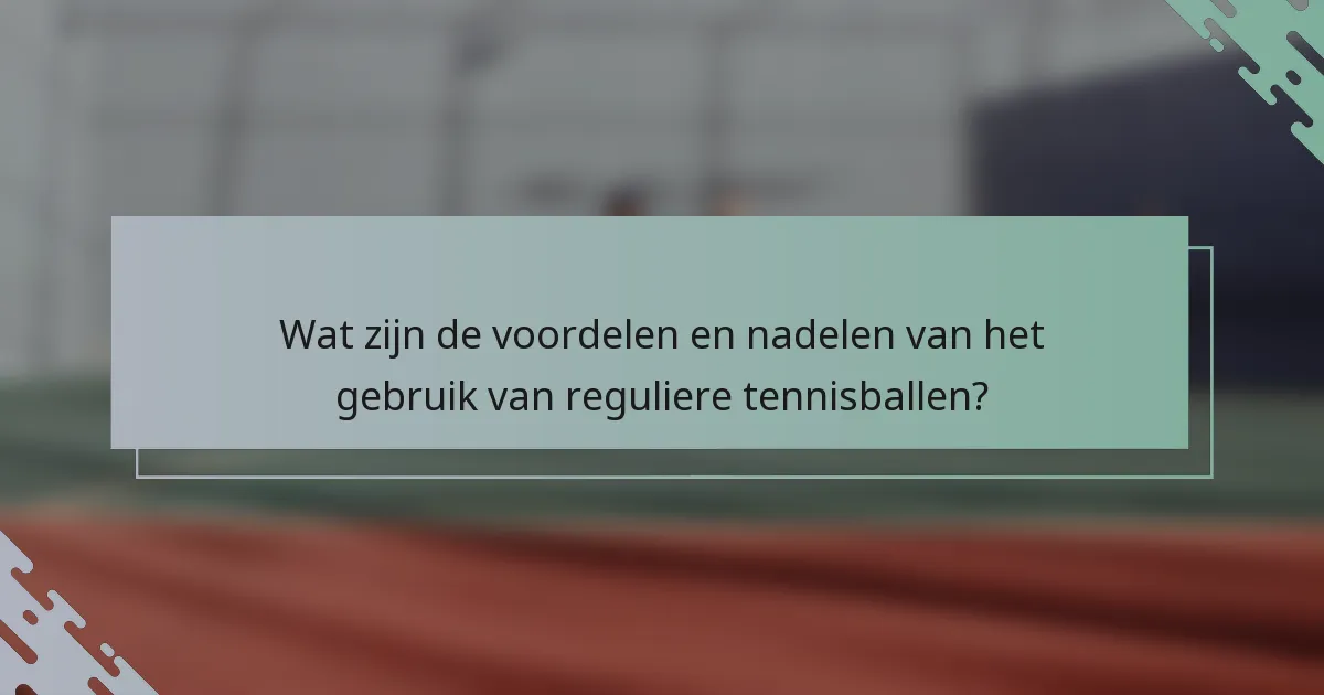 Wat zijn de voordelen en nadelen van het gebruik van reguliere tennisballen?