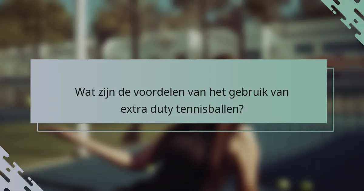 Wat zijn de voordelen van het gebruik van extra duty tennisballen?