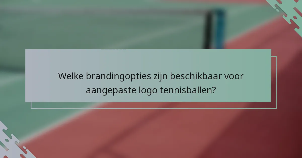 Welke brandingopties zijn beschikbaar voor aangepaste logo tennisballen?