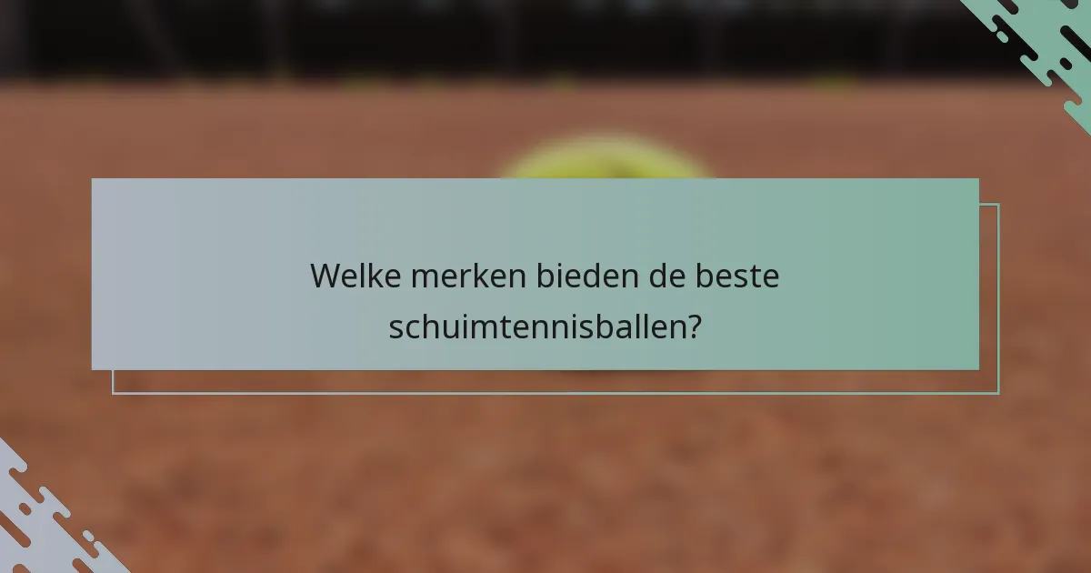 Welke merken bieden de beste schuimtennisballen?